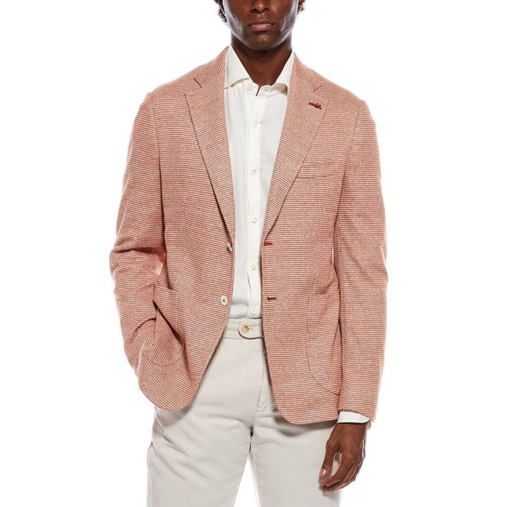 Isaia Mens  Linen-Blend Jacket, Red